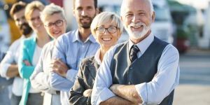 multi aged corporate team.