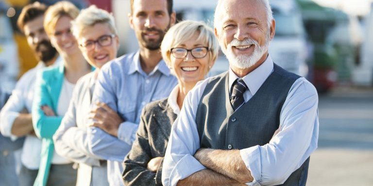 multi aged corporate team.